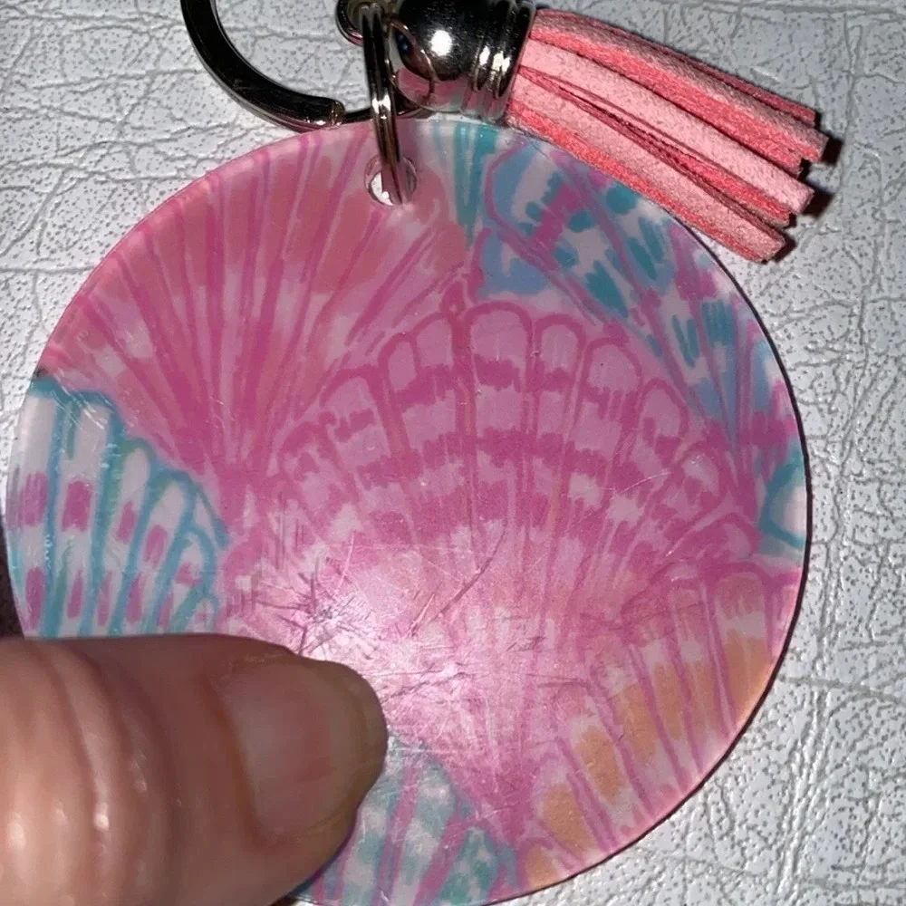 Pink‎ & Blue Sea Shell keychain / bag charm